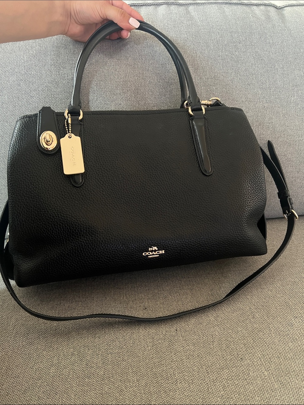 Coach Black Pebbled Leather Satchel with Gold Hardware